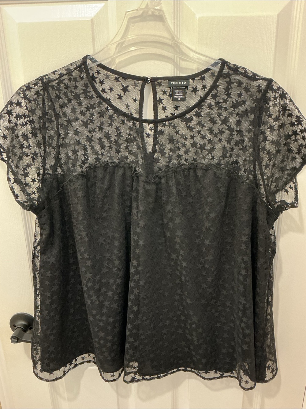 Black Star Sheer Mesh swing Top
